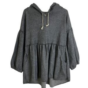 Farmhouse Frocks Sweatshirt Dress Womens Small Gray Hoodie Pockets Relaxed